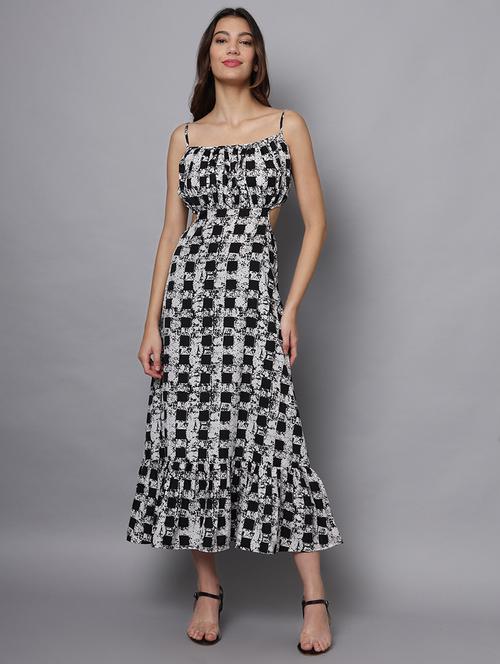 women printed shoulder strap tiered dress - 21225152 - Very Small Image - 1