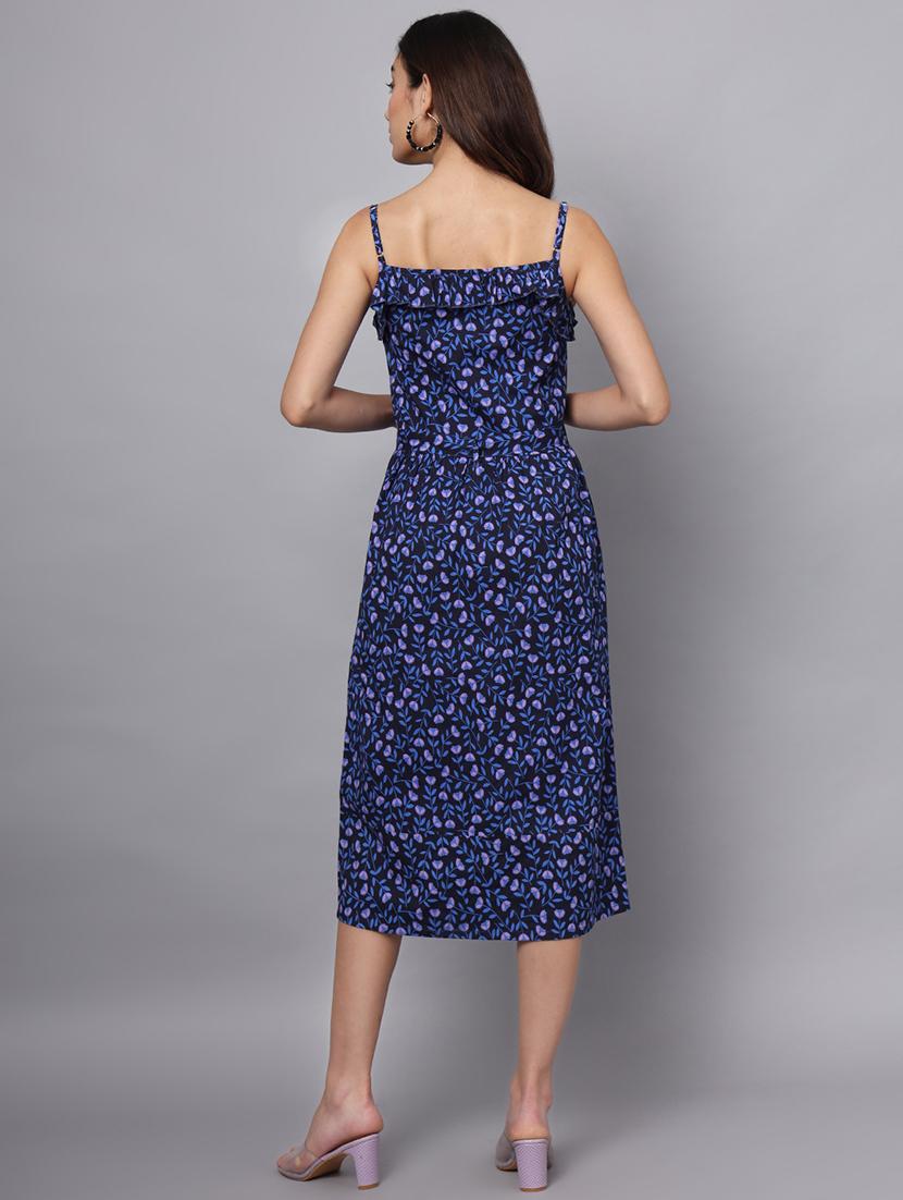 women printed shoulder strap a-line dress - 21225157 - Zoom Image - 3