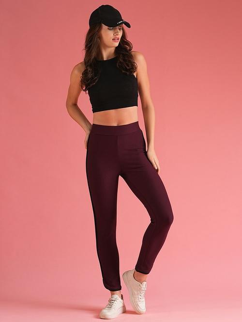 women burgundy rayon jeggings - 21226787 - Very Small Image - 1