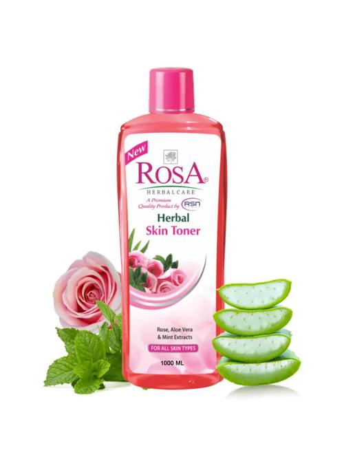 rosa naturals 100 % pure rose,aloevera & mint skin toner for face glowing & radiance skin -1000ml - 21227800 - Very Small Image - 1