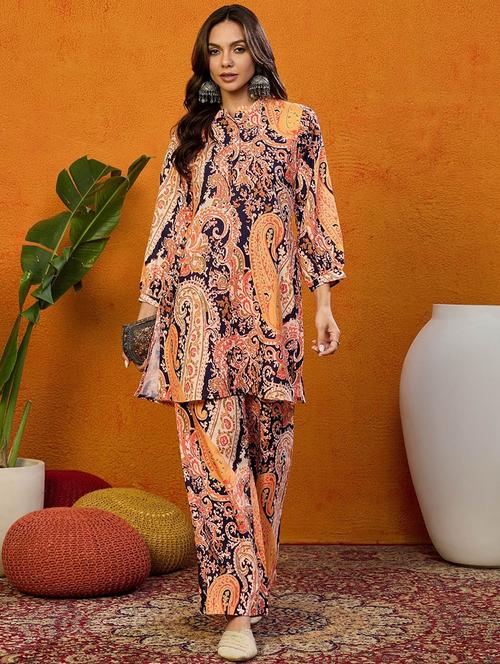 women orange printed co-ord sets - 21227949 - Very Small Image - 1