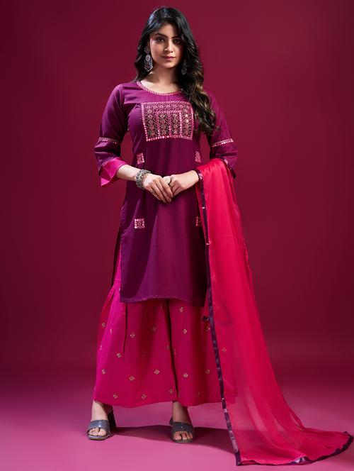 women kurta palazzo set wit dupatta - 21229131 - Very Small Image - 1