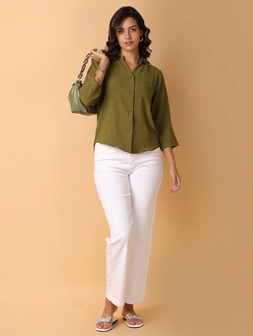 women collared neck solids shirt - 21230245 - Standard Image - 4
