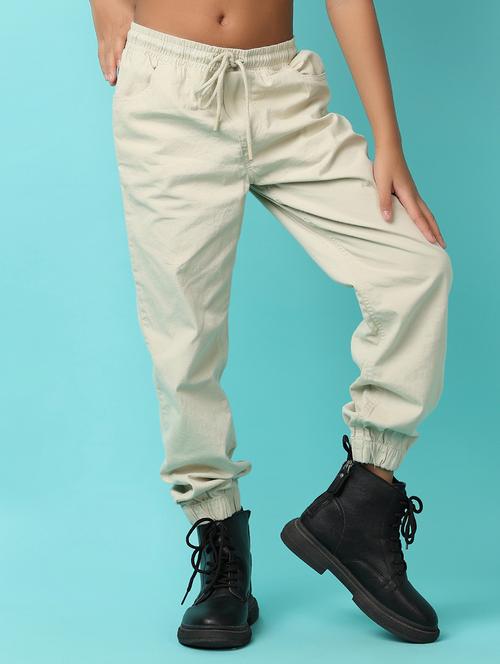 girls mid rise solid jogger - 21230345 - Very Small Image - 1