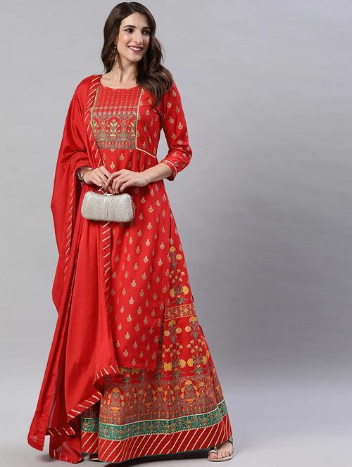 women kurta skirt set with dupatta - 21230499 - Very Small Image - 1