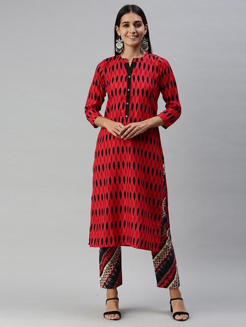 women mandarin neck kurta pant set - 21230522 - Very Small Image - 1