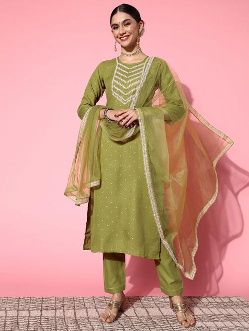 women kurta pant set with dupatta - 21230720 - Very Small Image - 1