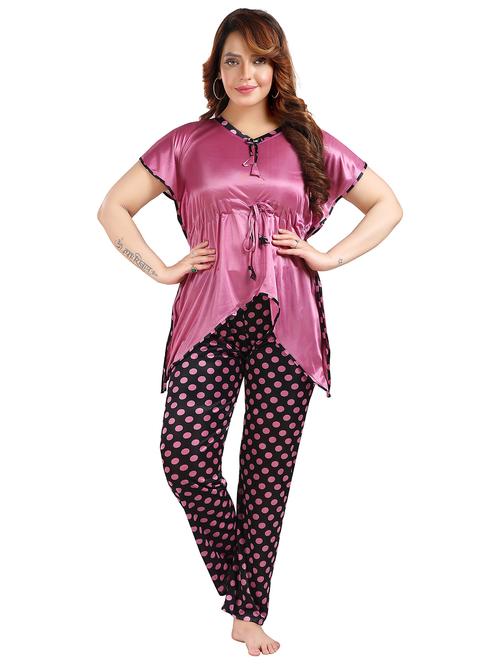 women printed satin pyjama nightwear set - 21231234 - Very Small Image - 1