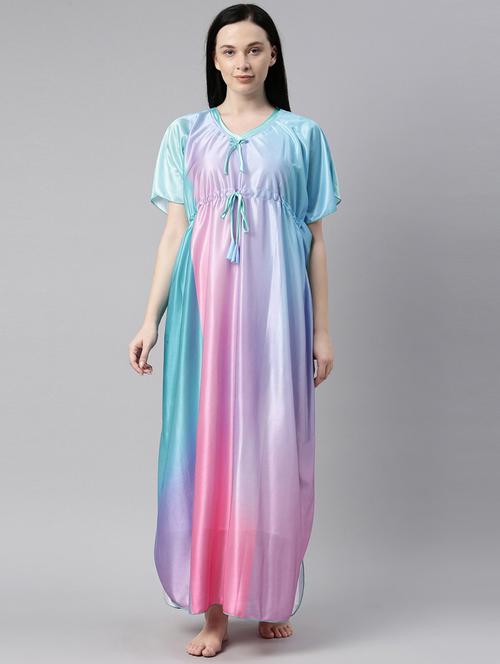 multi colored satin nighty sleepshirts & - 21231552 - Very Small Image - 1