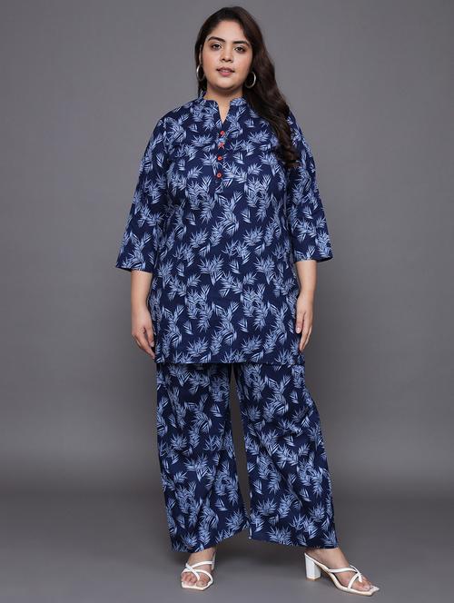 women blue printed  co-ord set - 21231777 - Very Small Image - 1