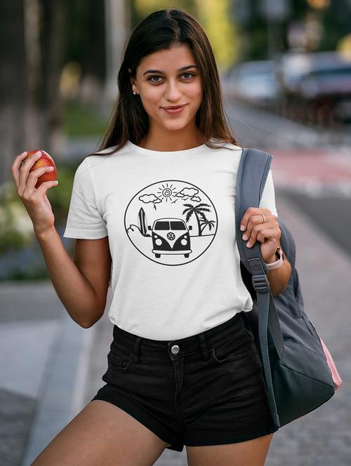 women front print short sleeves t-shirt - 21231843 - Very Small Image - 1