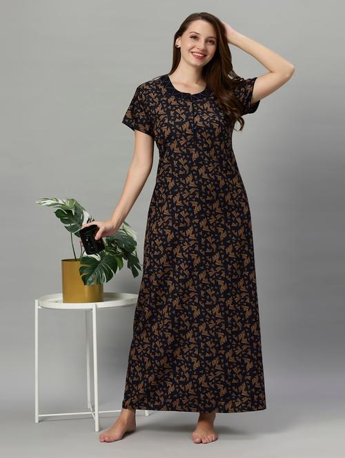 women printed round neck nighty - 21231937 - Very Small Image - 1