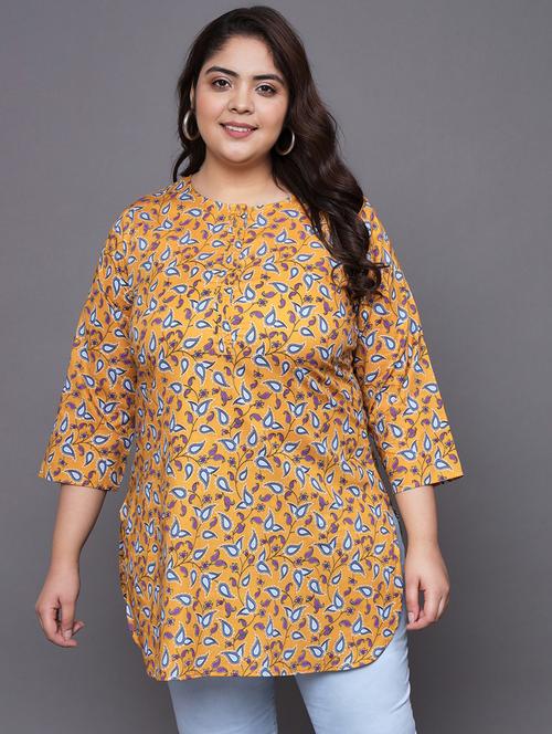 women yellow paisley printed straight kurti - 21231953 - Very Small Image - 1