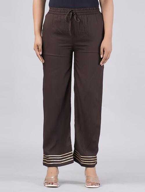 women straight fit stripes palazzo - 21231955 - Very Small Image - 1