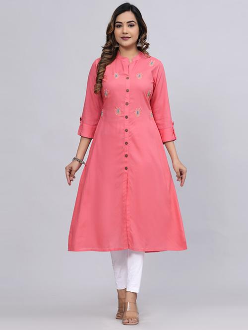 women three quarter sleeve solid straight kurta - 21232016 - Very Small Image - 1