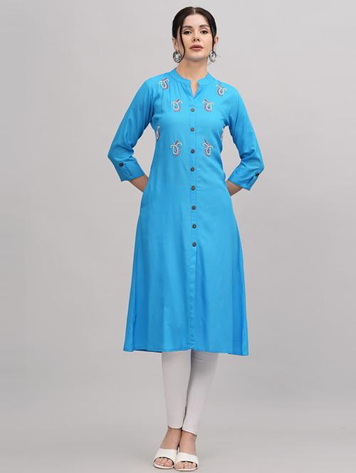 women three quarter sleeve printed straight kurta - 21232017 - Very Small Image - 1