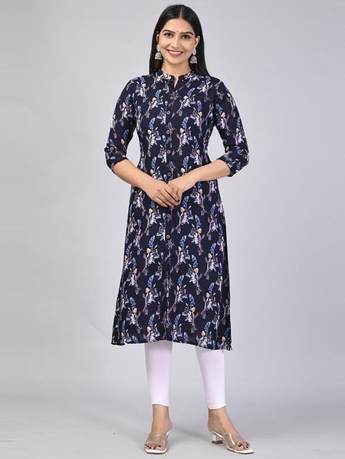 women three quarter sleeve printed straight kurta - 21232037 - Very Small Image - 1