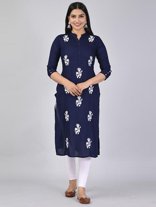 women three quarter sleeve straight kurta - 21232086 - Very Small Image - 1