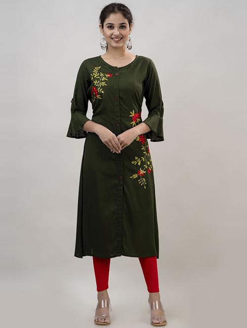 women three quarter sleeve side slit kurta - 21232109 - Very Small Image - 1