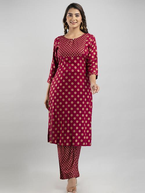 women round neck kurta palazzo set - 21232121 - Very Small Image - 1