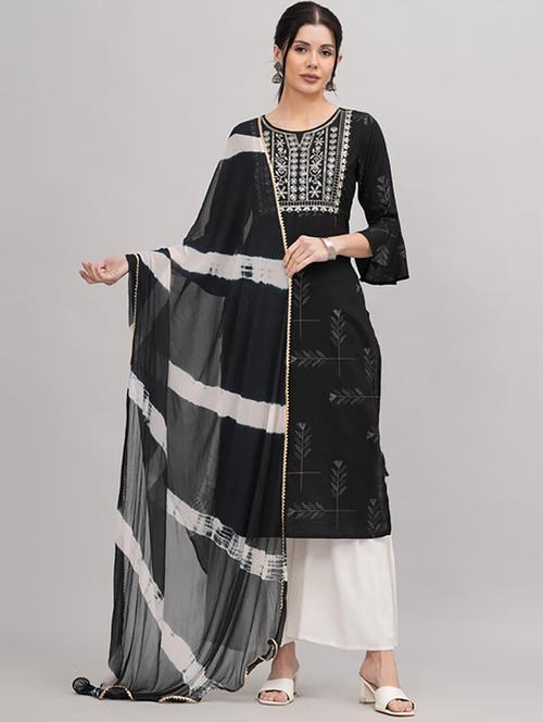 black printed kurta sharara set - 21232136 - Very Small Image - 1