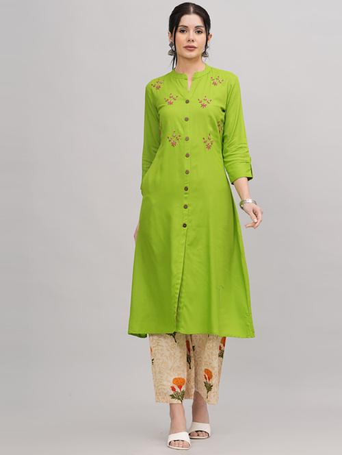 women mandarin neck kurta palazzo set  - 21232154 - Very Small Image - 1