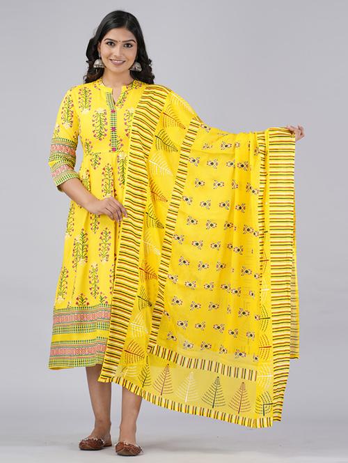 women mandarin neck kurta dupatta set - 21232173 - Very Small Image - 1