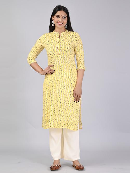 yellow printed kurta palazzo set  - 21232178 - Very Small Image - 1