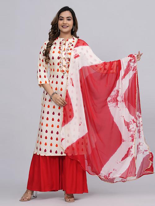 off white printed kurta palazzo set - 21232191 - Very Small Image - 1