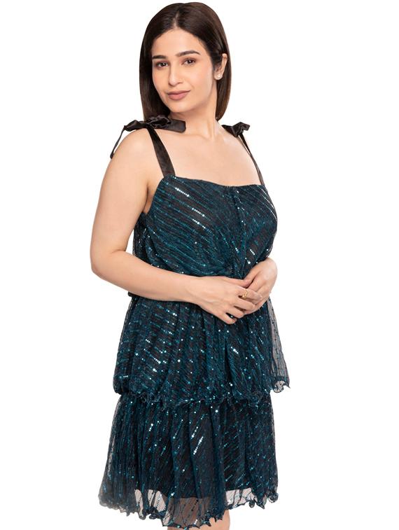 blue polyester tiered dress - 21232920 - Standard Image - 2