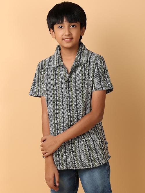 boys short sleeves self design shirt - 21233402 - Very Small Image - 1