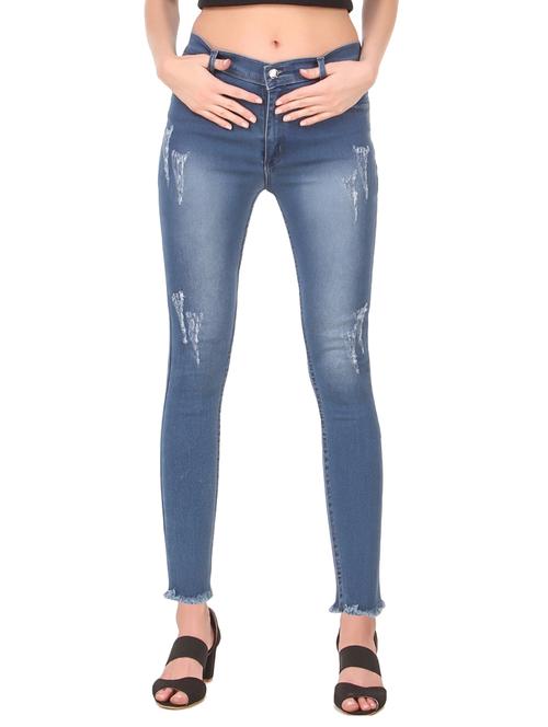 women distressed mid rise denim jean - 21234039 - Very Small Image - 1