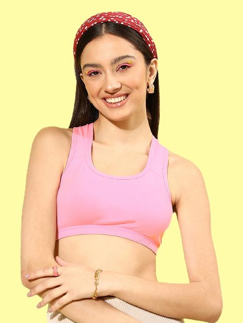pink cotton blend sports bra - 21234589 - Very Small Image - 1