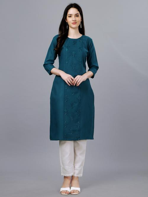 women three quarter sleeve straight kurta - 21234956 - Very Small Image - 1