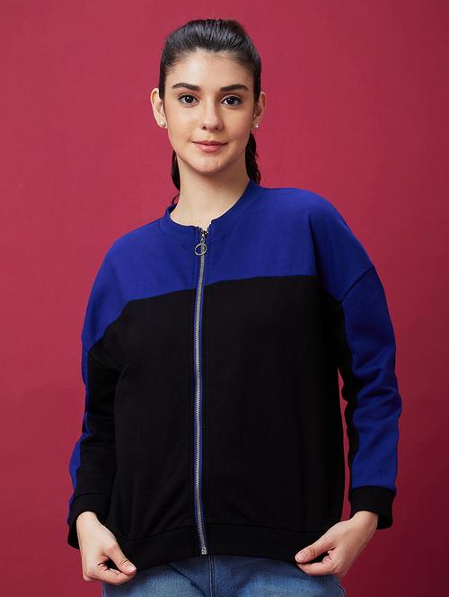 black cotton color block sweatshirt - 21237138 - Very Small Image - 1