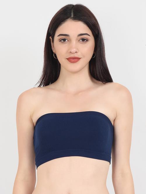 blue cotton blend tube bra - 21237198 - Very Small Image - 1