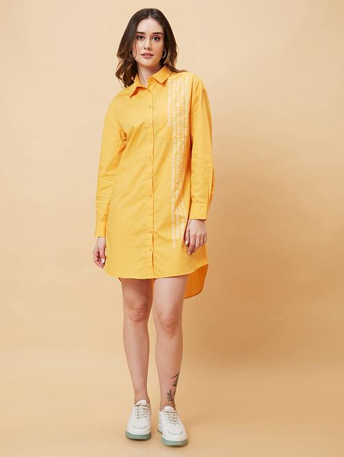 yellow cotton shirt dress - 21237418 - Very Small Image - 1