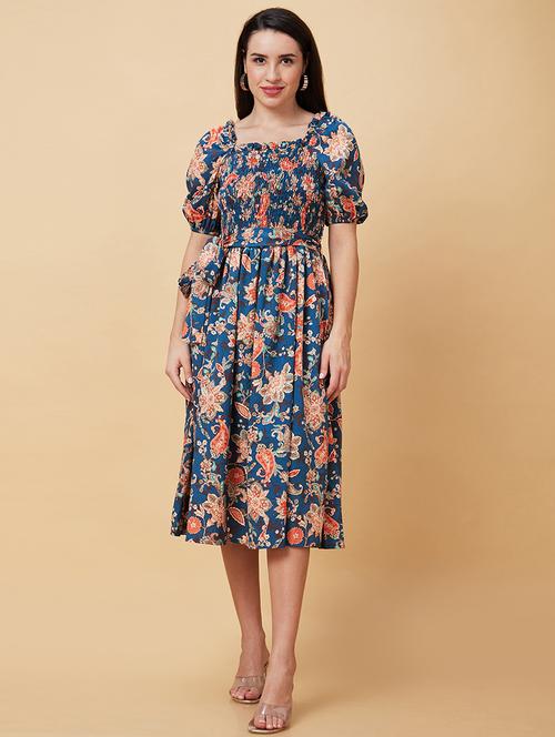 teal polyester fit & flare dress - 21237436 - Very Small Image - 1