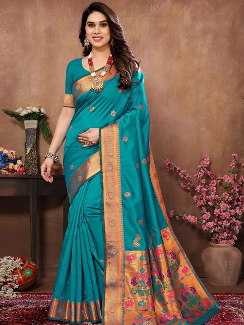 women self design paithani saree with blouse - 21237596 - Very Small Image - 1