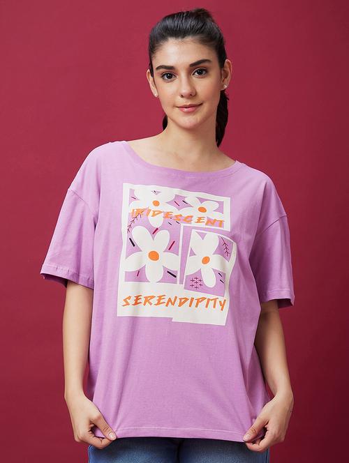 women round neck front printed t-shirt - 21237768 - Very Small Image - 1