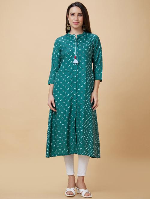 women three quarter sleeve a-line kurta - 21237805 - Very Small Image - 1