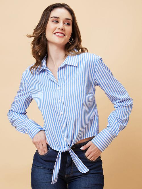 blue cotton shirt top - 21237845 - Very Small Image - 1