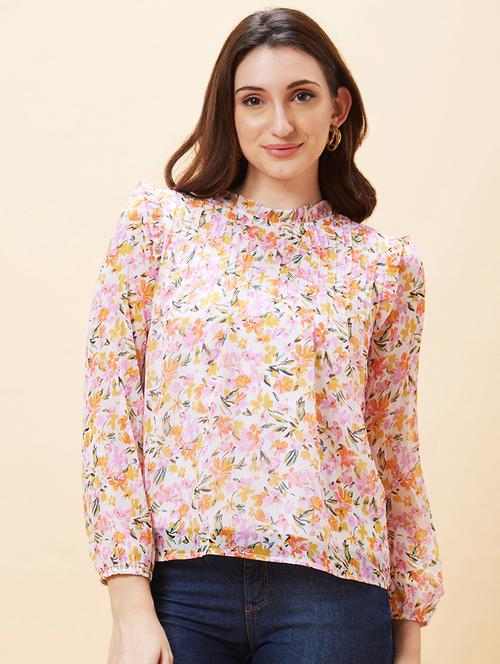 white floral printed regular top - 21237855 - Very Small Image - 1