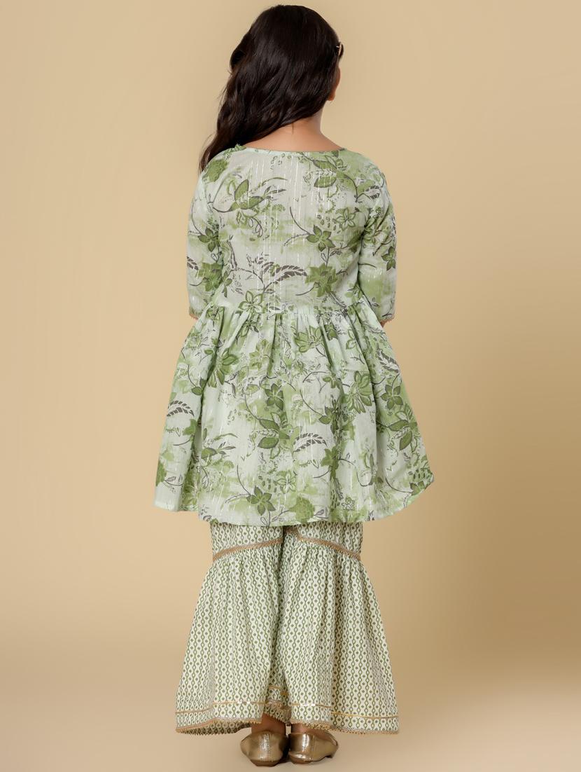 girls v neck printed suit set - 21238059 - Standard Image - 2