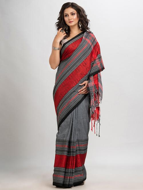 women self design handloom saree with blouse - 21240501 - Very Small Image - 1