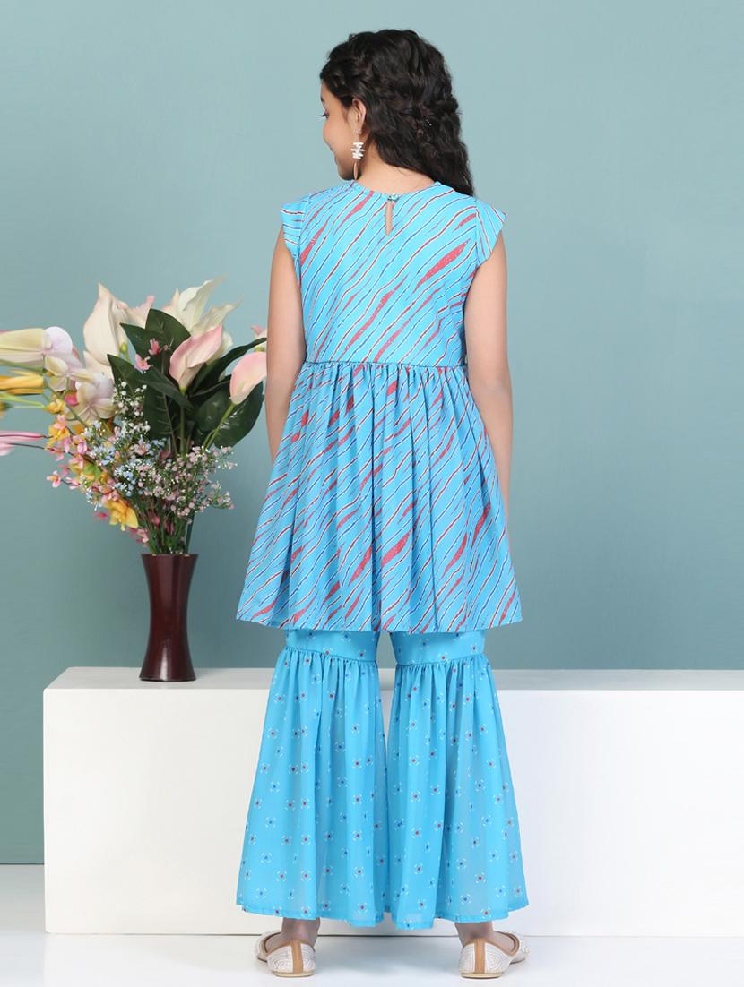 blue georgette kurta pant set - 21242730 - Standard Image - 2