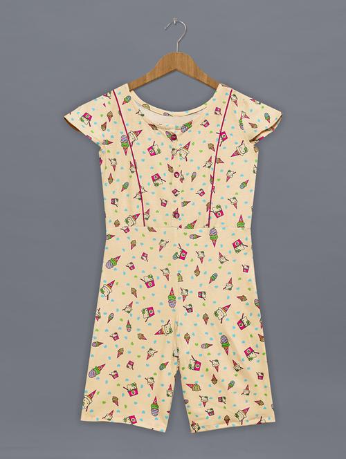 girls quirky printed round neck playsuit - 21242847 - Very Small Image - 1
