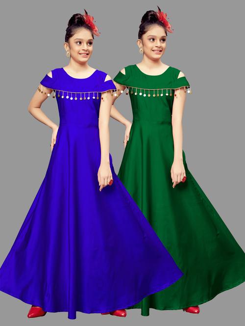 pack of 2 multi colored satin party gown - 21243112 - Very Small Image - 1