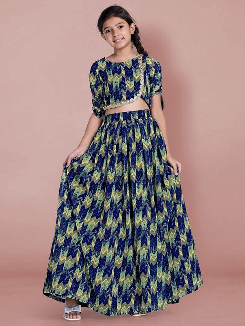 navy blue georgette lehenga choli - 21243680 - Very Small Image - 1