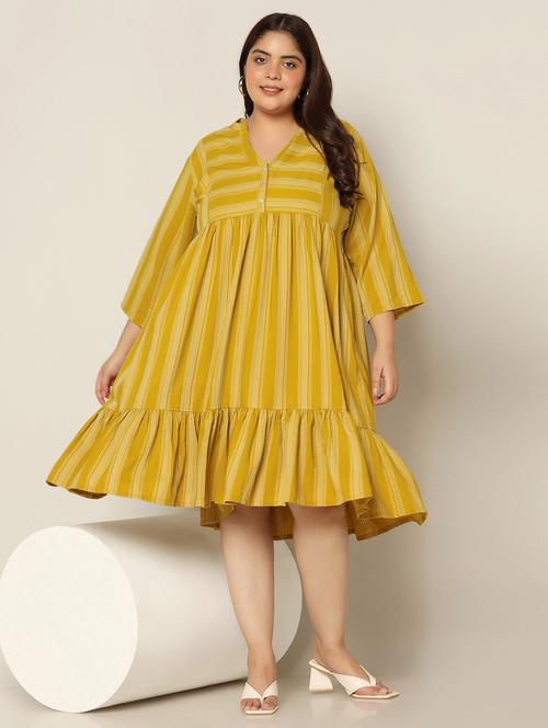 mustard polyester aline dress - 21243765 - Very Small Image - 1